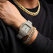 Luxury Gold Watch Necklace And Braclet Set
