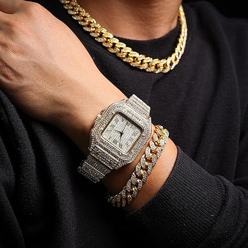 Luxury Gold Watch Necklace And Braclet Set